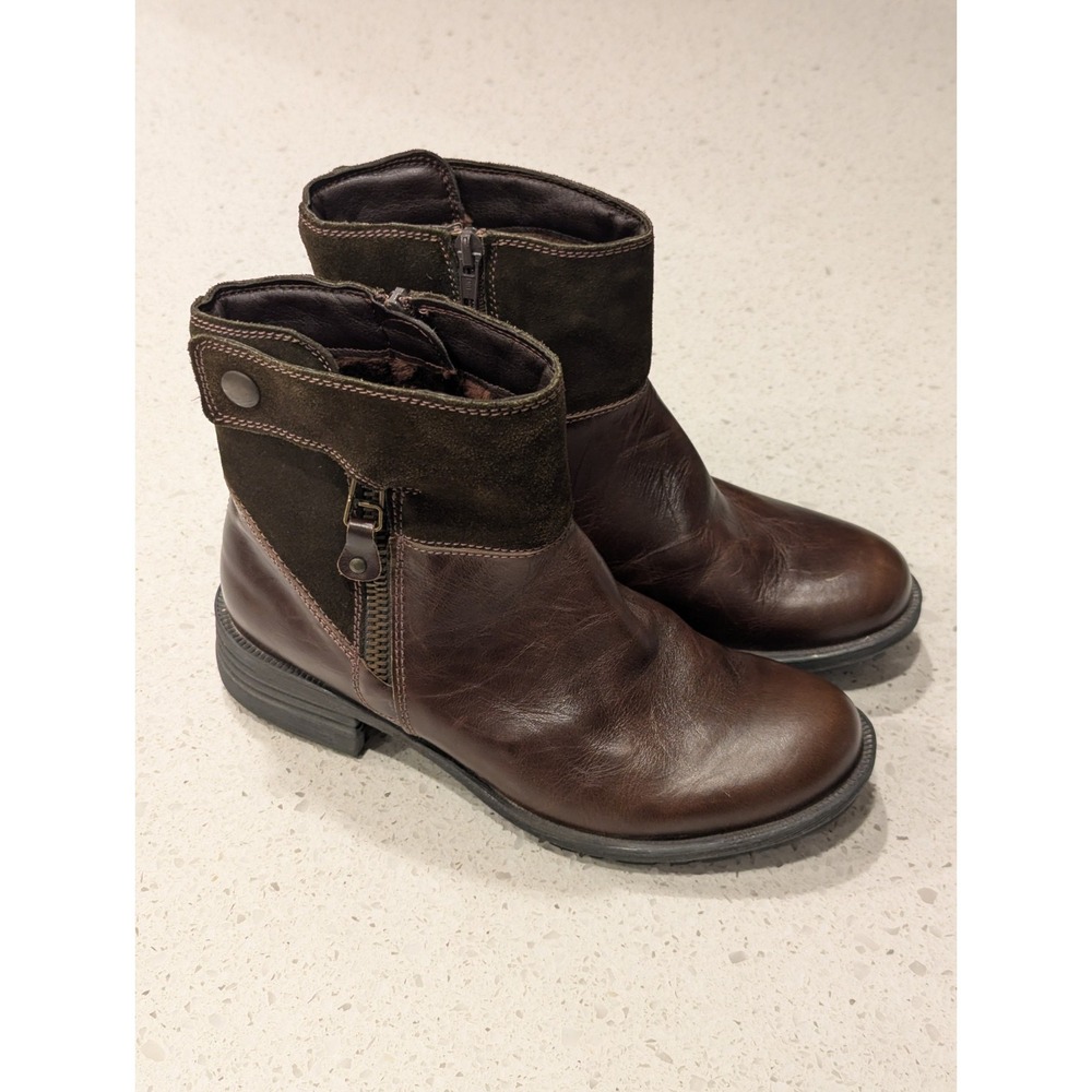 Josef Seibel Ankle Boots Womens EU 37 US 6 - 6.5 Brown Green Leather Suede Lined